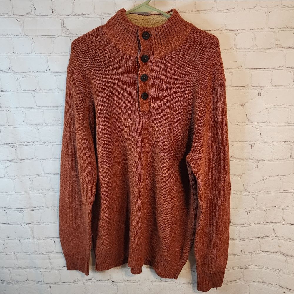 Men's G.H. Bass & Co button-up turtle neck sweater, size XL